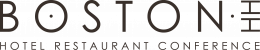 Logo mit dem Wort BOSTON und dem Text HOTEL RESTAURANT CONFERENCE in klarer, moderner schwarzer Schrift auf weißem Hintergrund.